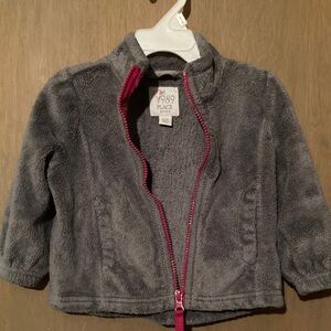 Place Kids Charcoal Fleece Jacket with Magenta Zipper 12-18 Months